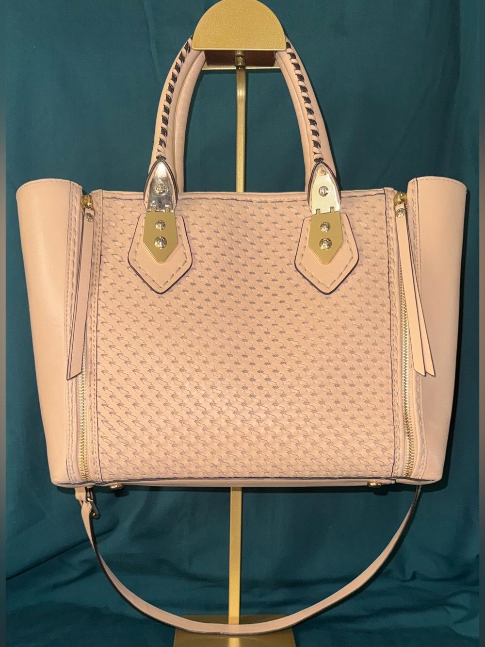 henri bendel Tan Woven Satchel with Gold-Tone Hardware - Picture 2 of 15